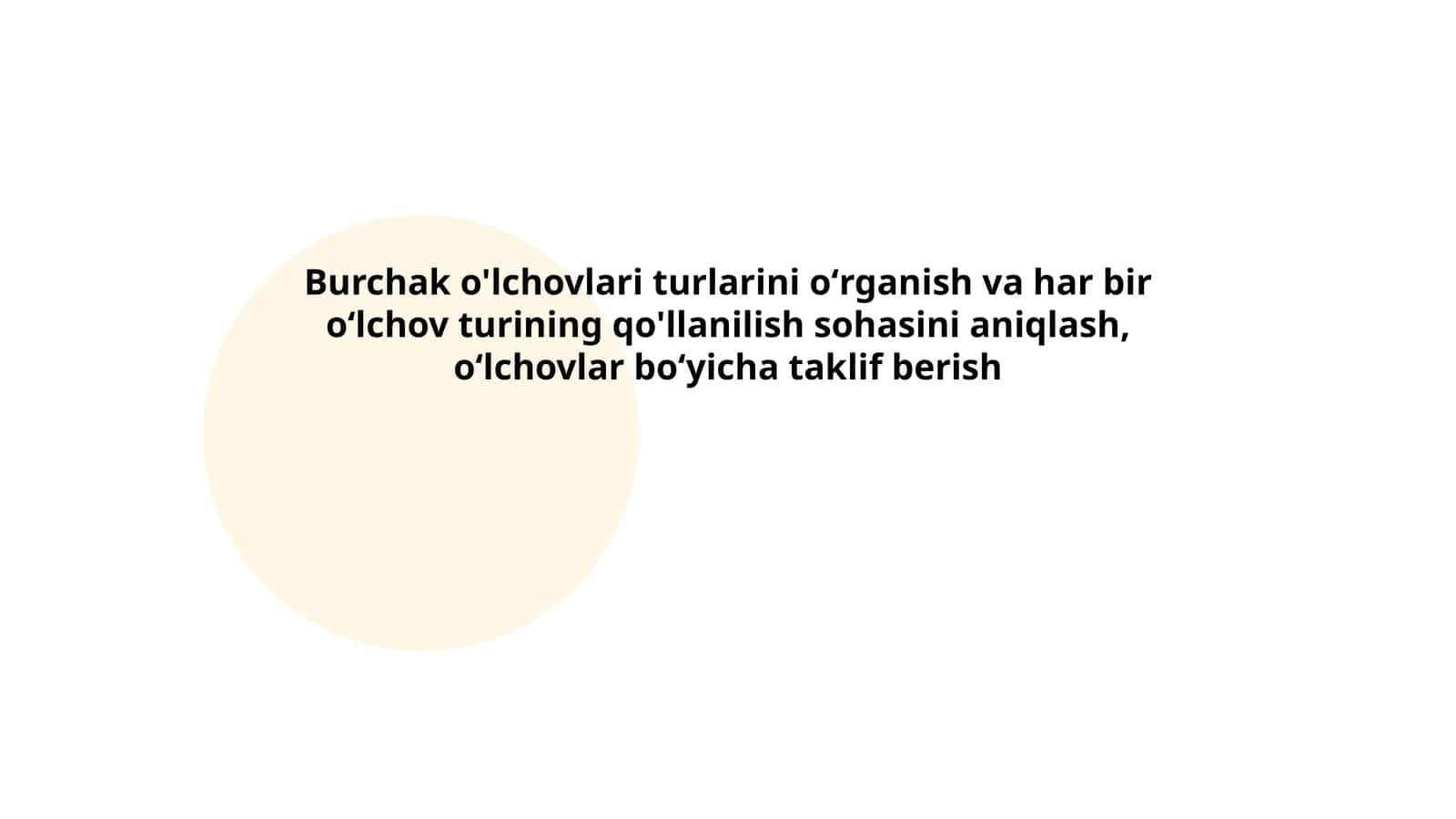 Burchak o'lchovlari turlarini oʻrganish