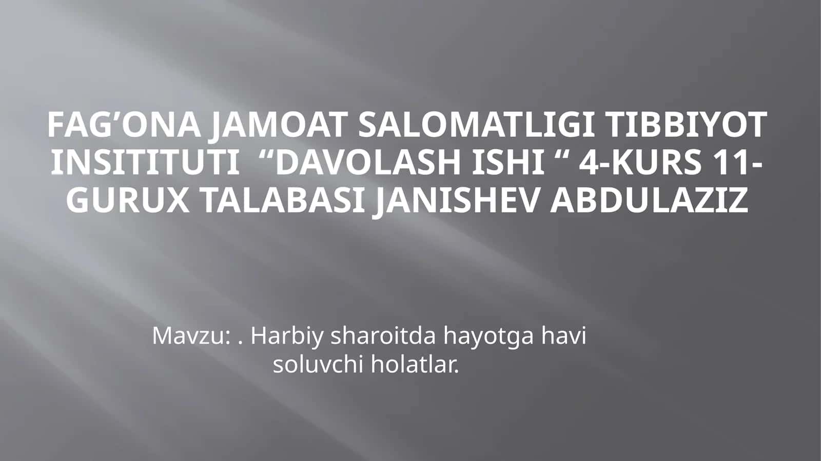 Harbiy sharoitda hayotga havi soluvchi holatlar