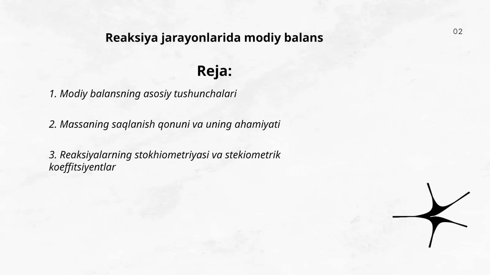 Reaksiya jarayonlarida modiy balans