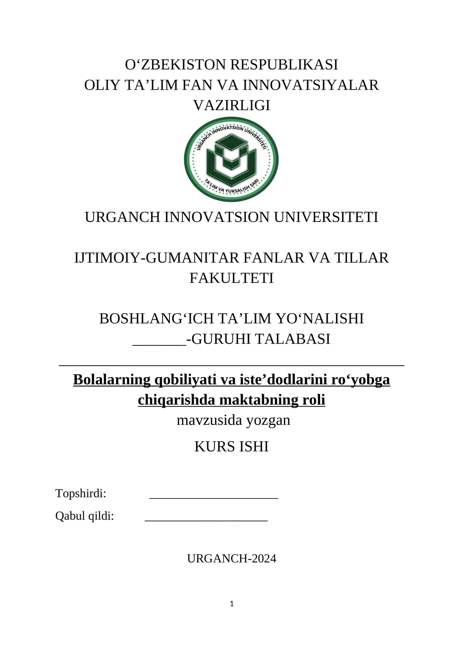 Bolalarning Qobiliyati va Iste’dodlarini Ro‘yobga Chiqarishda Maktabning Roli