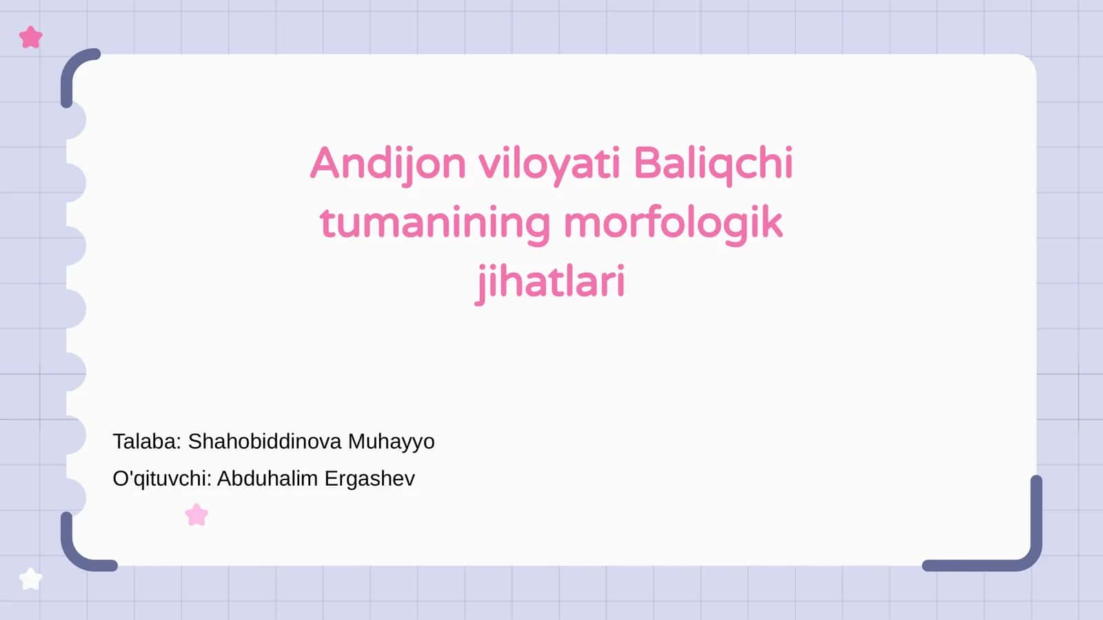 Baliqchi tumanining morfologik jihatlari
