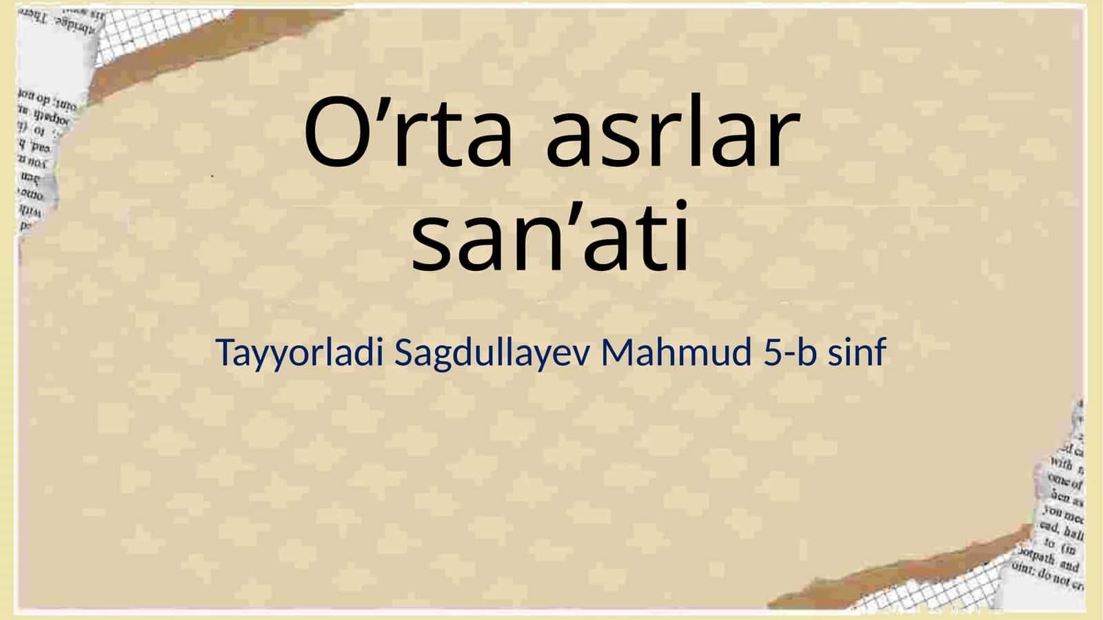 O’rtaasrlarsan’ati
