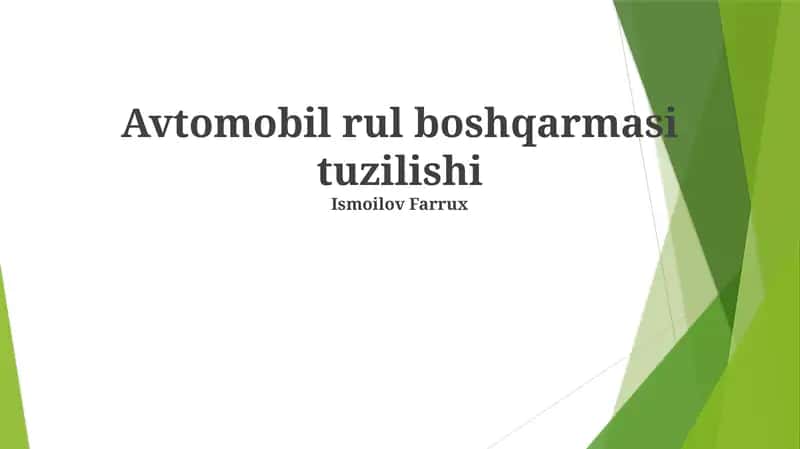 Avtomobil rul boshqarmasi tuzilishi