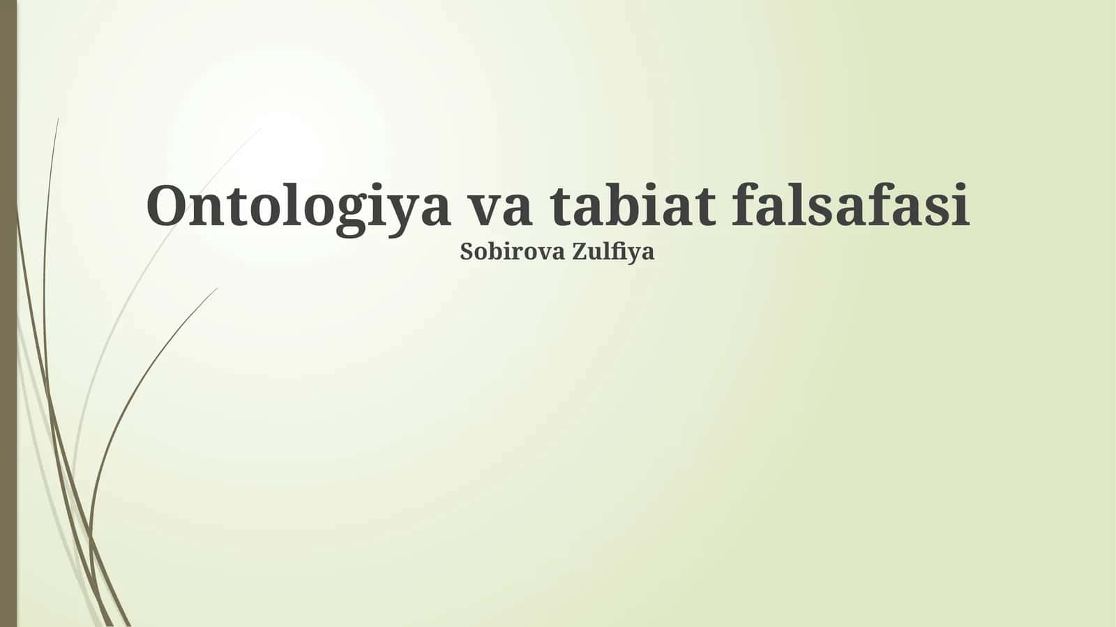 Ontologiya va tabiat falsafasi