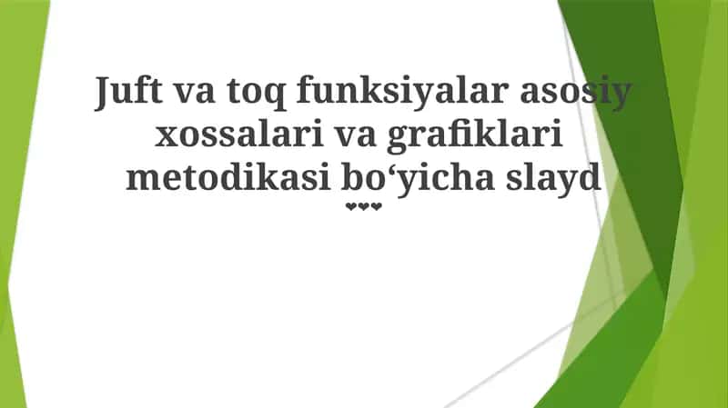 Juft va toq funksiyalar