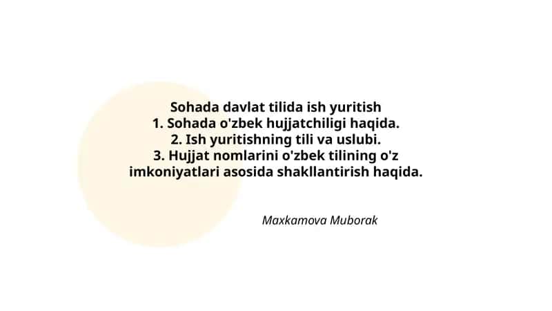 Sohada Davlat Tilida Ish Yuritish