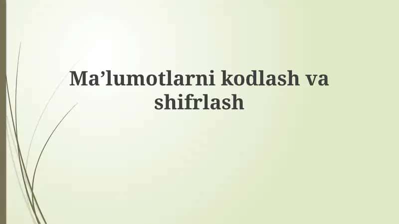 Ma'lumotlarni kodlash va shifrlash asoslari