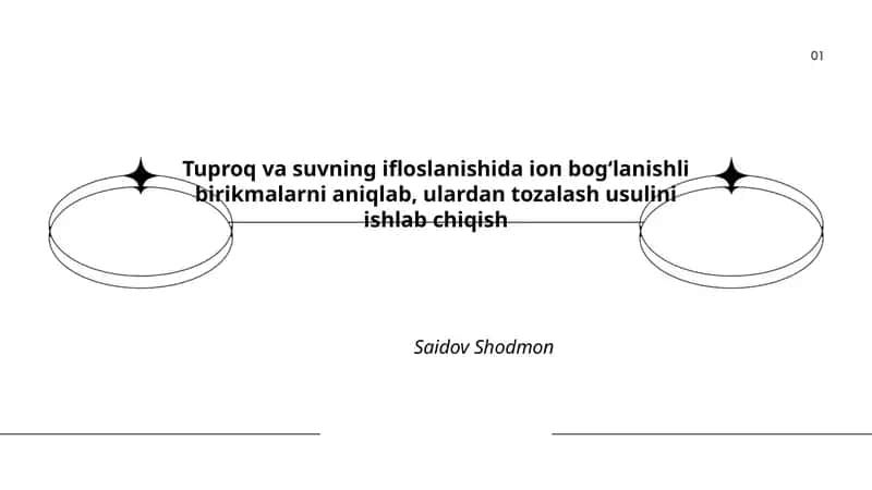 Tuproq va suvning ifloslanishida ion bogʻlanishli birikmalarni aniqlab, ulardan tozalash usulini ishlab chiqish