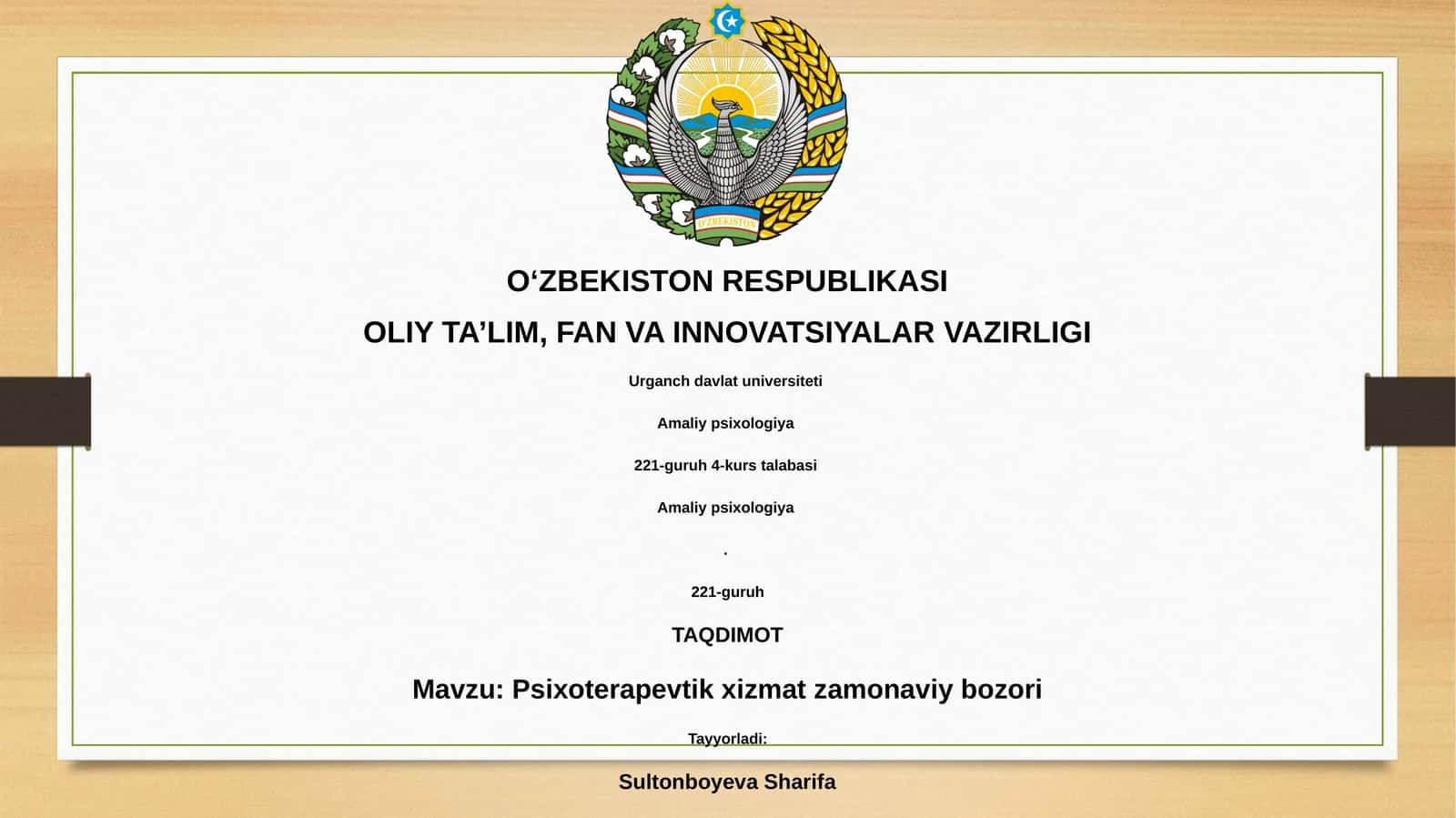 Psixoterapevtik xizmat zamonaviy bozori