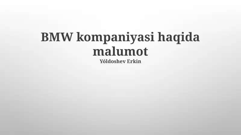 BMWning Jahondagi mavqei