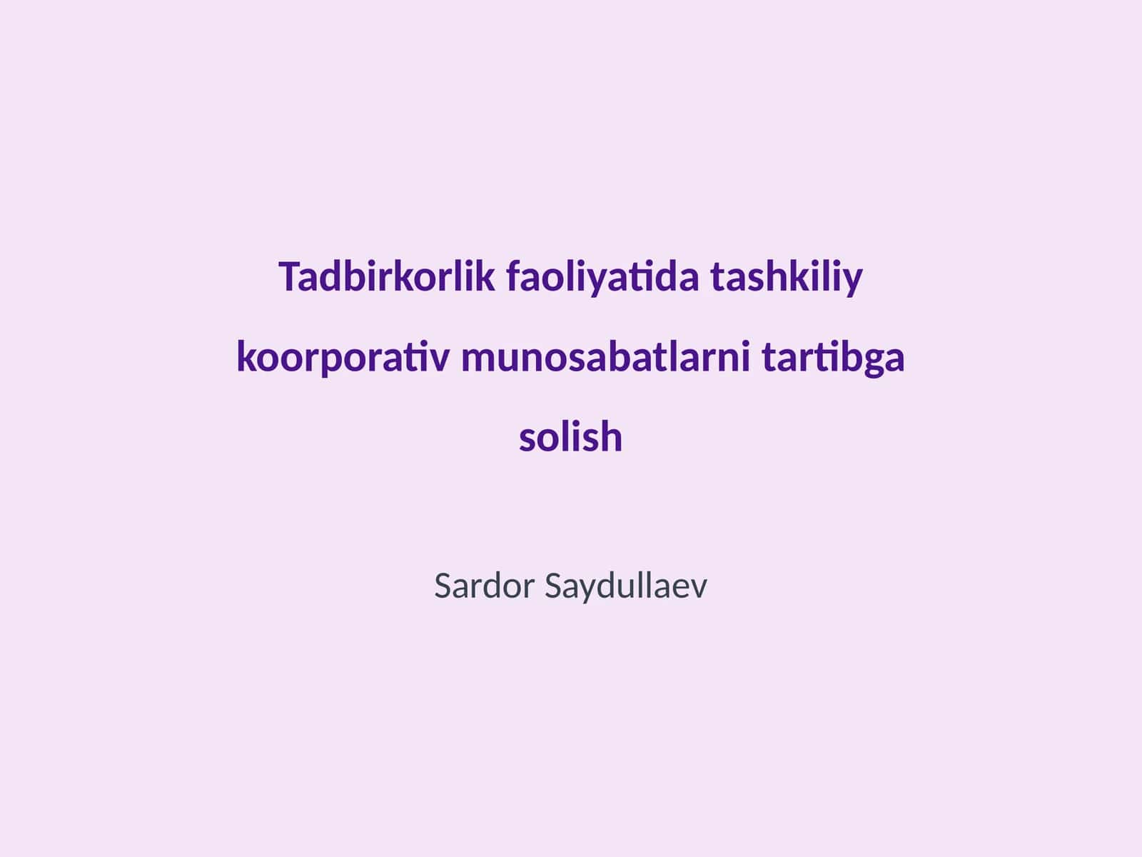 Korporativ munosabatlarni tartibga solish