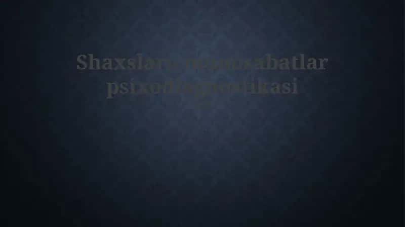 Shaxslaro munosabatlar psixodiagnostikasi