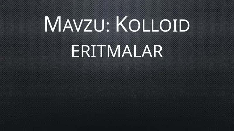 Kolloid eritmalar