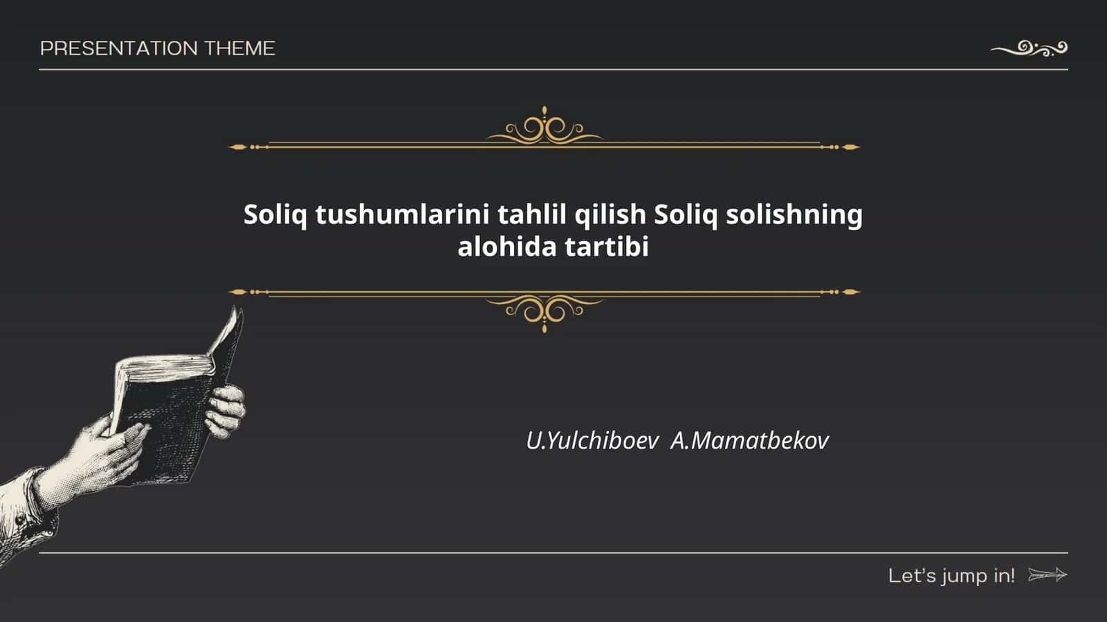 Soliq Tushumlarini Tahlil qilish Soliq solishning alohida Tartibi