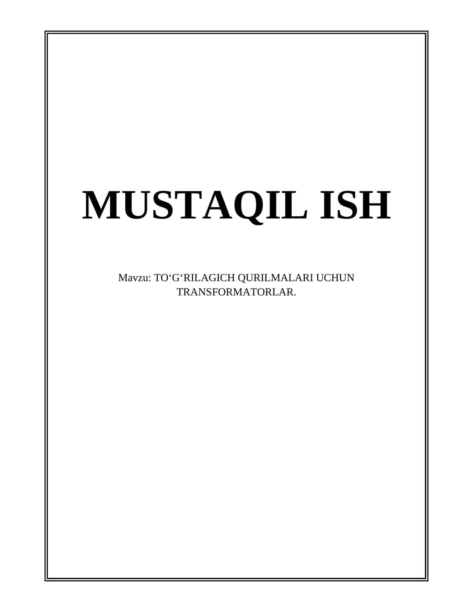 To‘g‘rilagich qurilmalari uchun transformatorlar