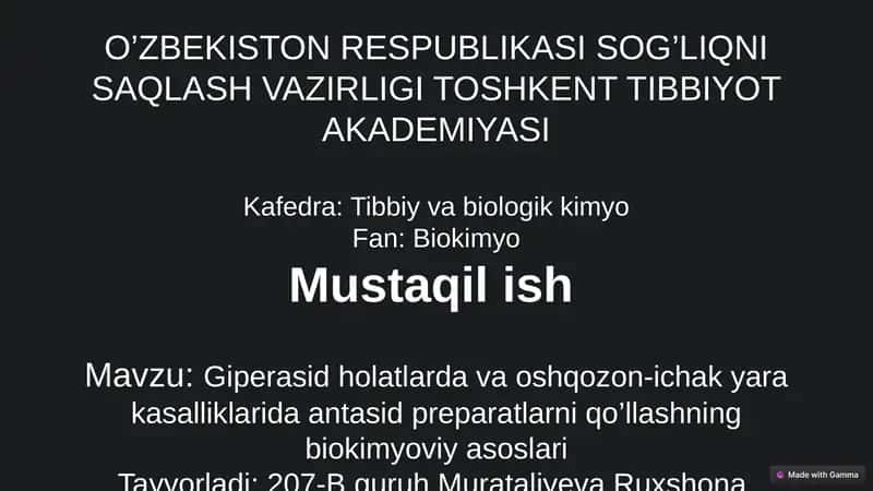 Giperasid holatlarda va oshqozon-ichak yara kasalliklari