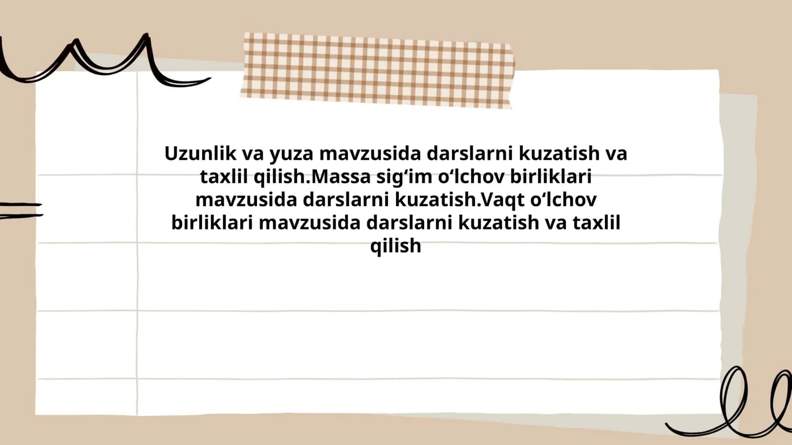 Massa sigʻim oʻlchov birliklari mavzusida darslarni kuzatish