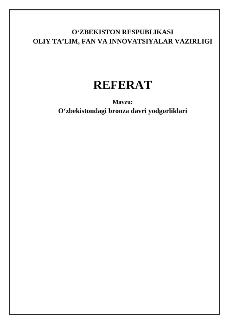 Oʻzbekistondagi bronza davri yodgorliklari
