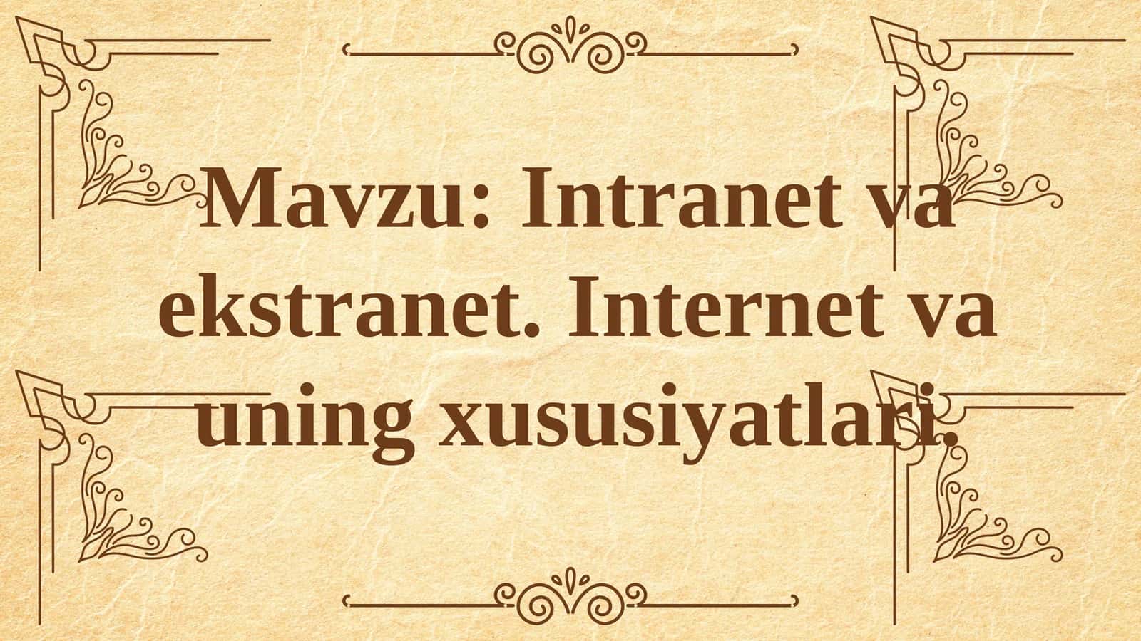 Intranet va Ekstranet