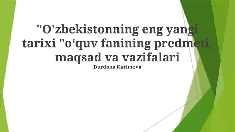O'zbekistonning eng yangi tarixi