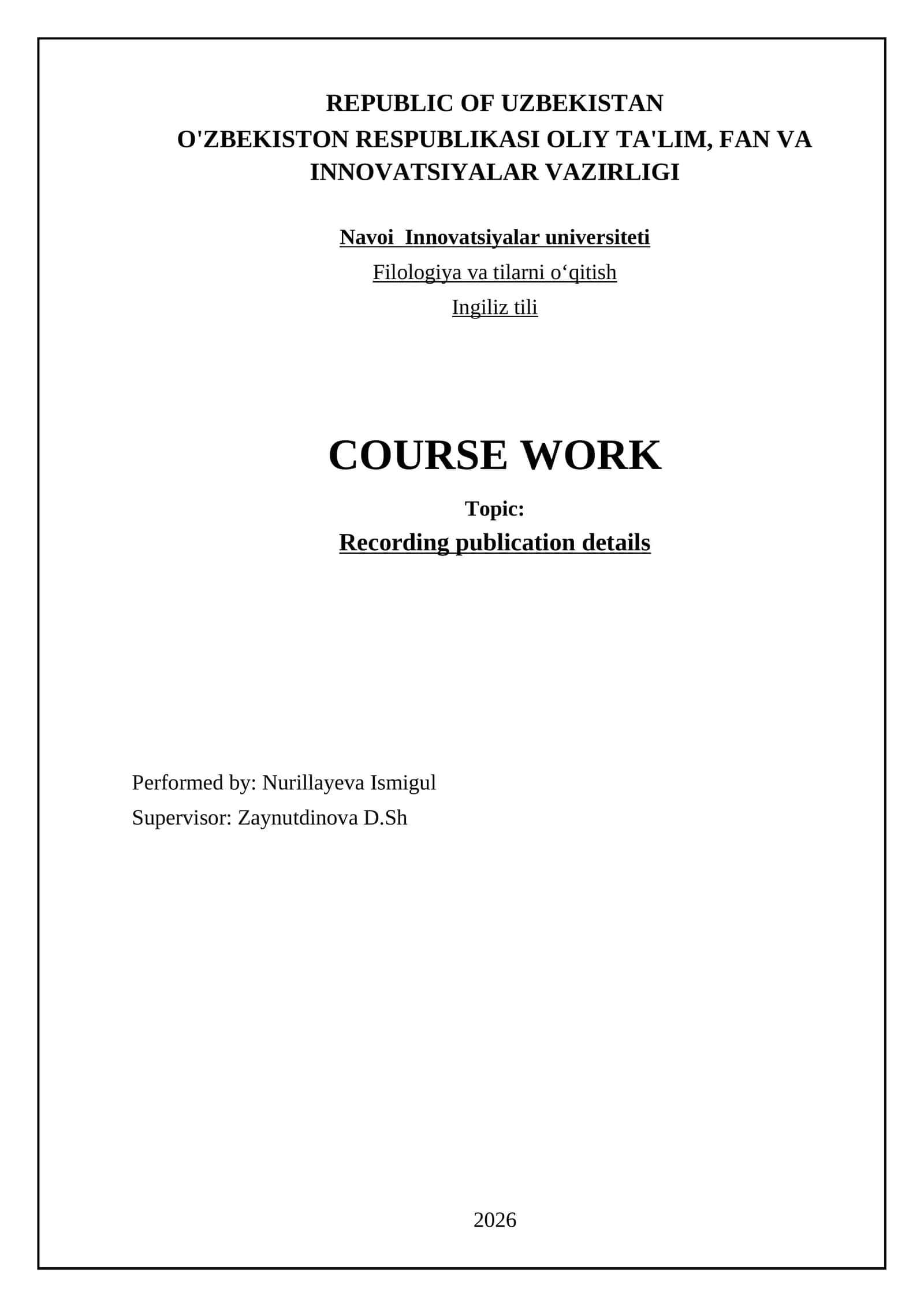 Recording publication details