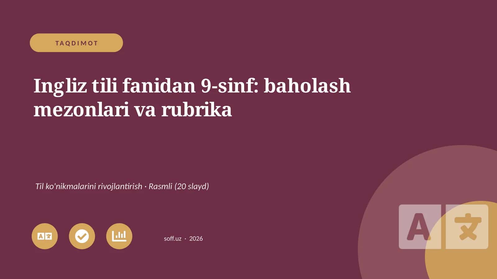 Ingliz tili fanidan 9-sinf: baholash mezonlari va rubrika