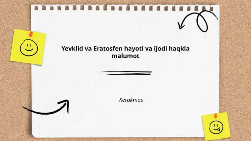 Yevklid va Eratosfen hayoti va ijodi haqida malumot