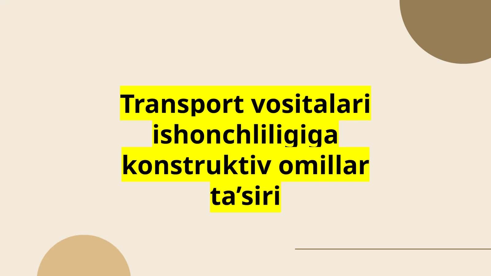 Karoseriya va ramka konstruksiyasining ishonchlilikka ta’siri