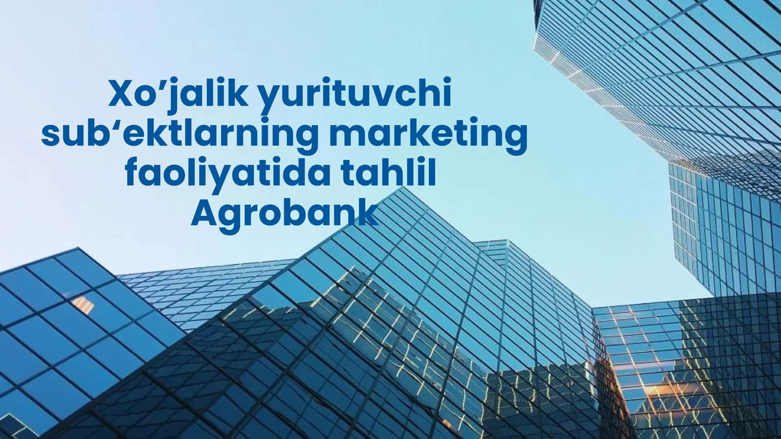 Xo’jalik yurituvchi sub‘ektlarning marketing faoliyatida tahlil Agrobank