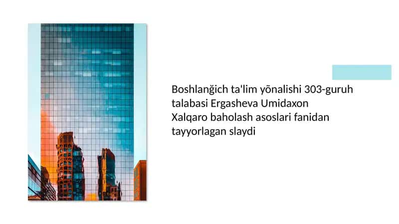 TALIS Xalqaro Baholash Dasturi Slaydi
