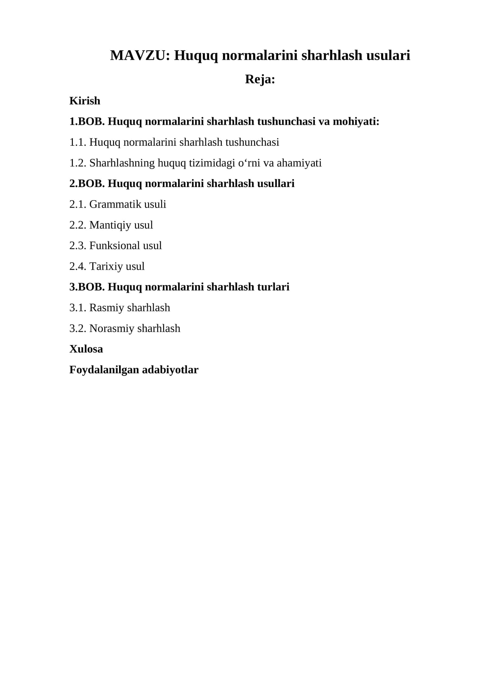 Huquq normalarini sharhlash usullari