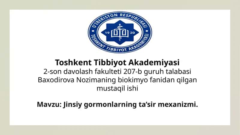 Jinsiy gormonlarning ta’sir mexanizmi