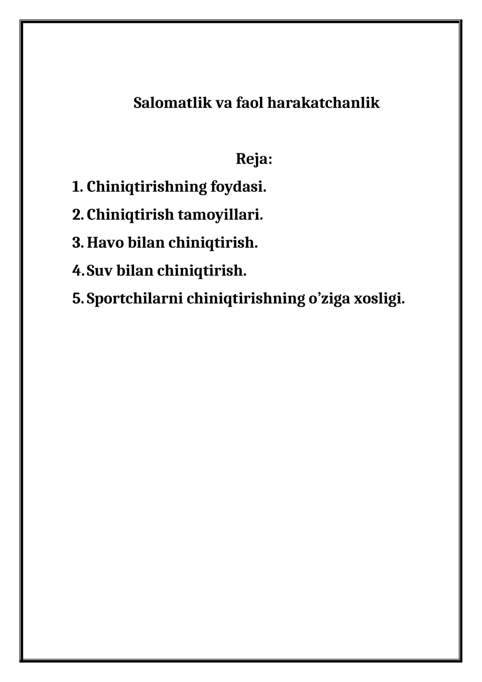 Salomatlik va faol harakatchanlik