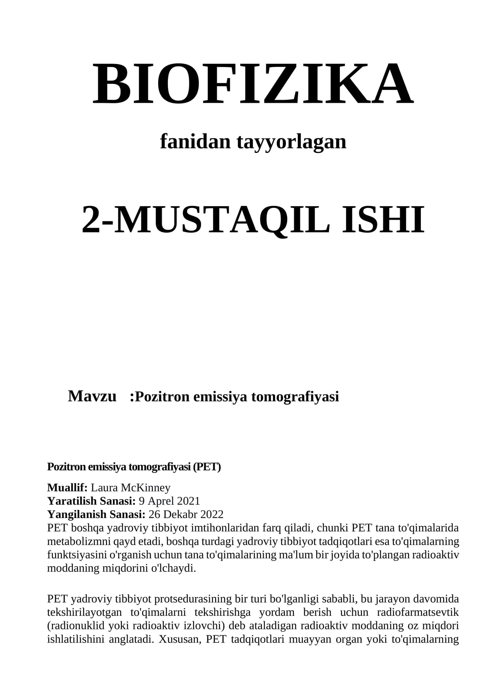 Pozitron emissiya tomografiyasi