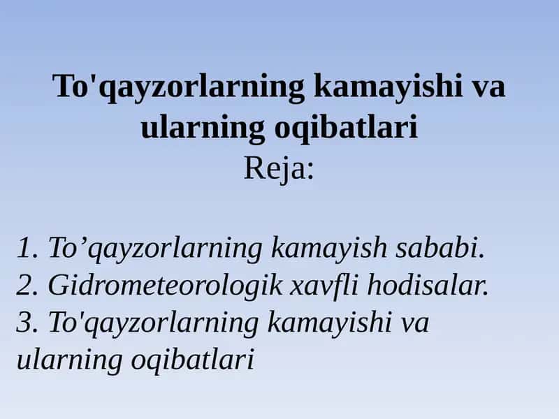 To'qayzorlarning kamayish vaulari