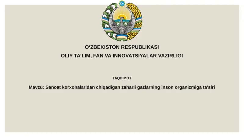 Zaharli gazlarning inson organzimiga ta'siri