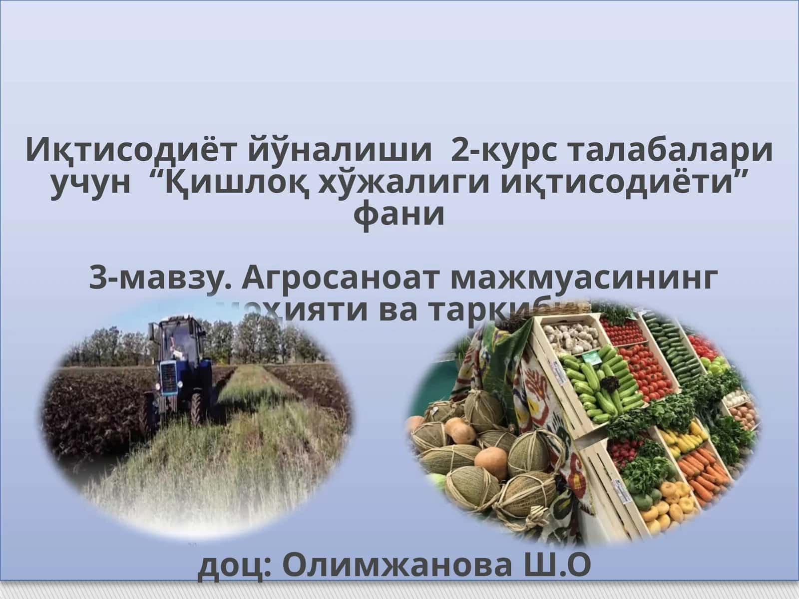 Қишлоқ хўжалиги иқтисодиёти