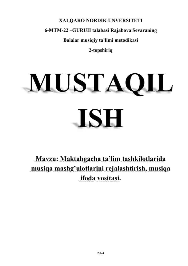 Bolalar musiqiy ta'limi metodikasi