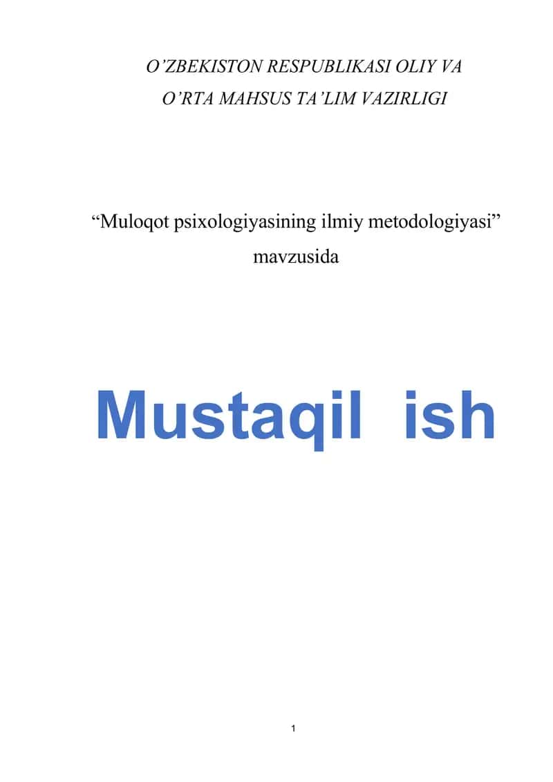 Muloqot psixologiyasining ilmiy metodologiyasi