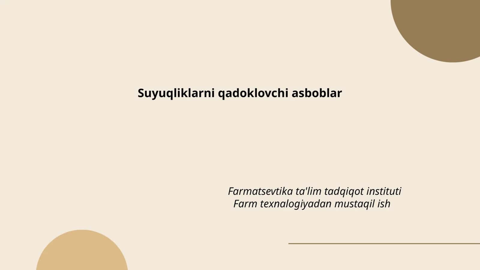 Suyuqliklarni qadoqlash texnologiyalari