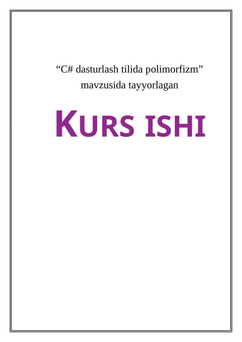 C# dasturlash tilida polimorfizm