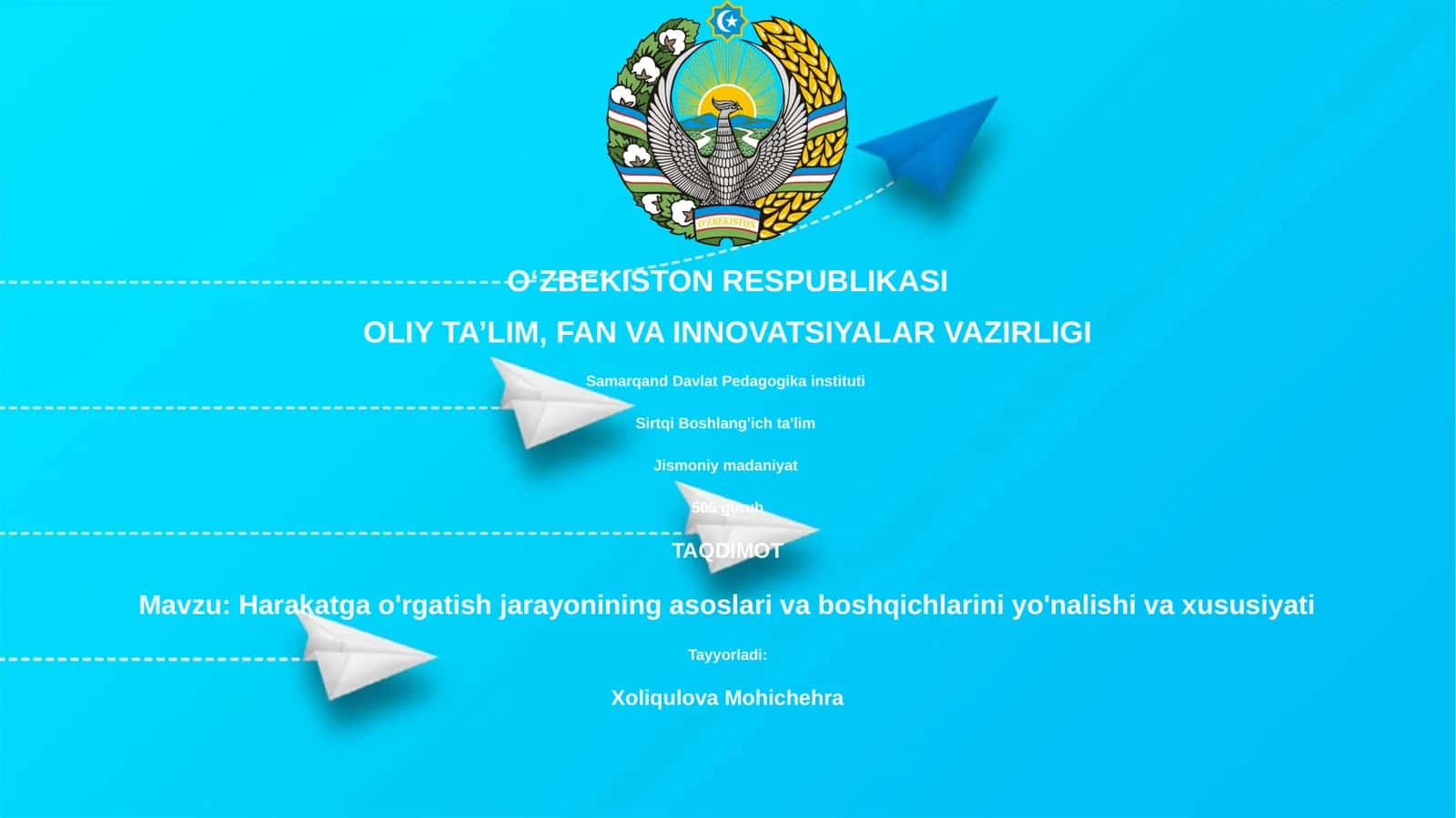 Harakatga o'rgatish jarayonining asoslari va boshqichlarini yo'nalishi va xususiyati