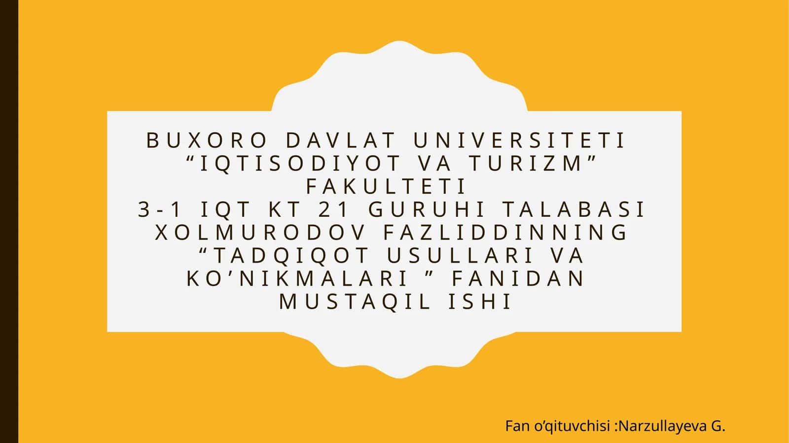 Tadqiqot usullari va ko'nikmalari
