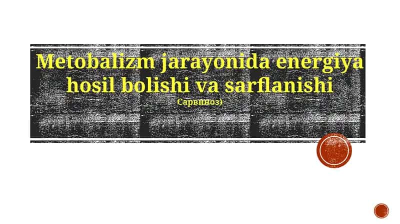 Metabolizm jarayonida energiya hosil bolishi va sarflanishi