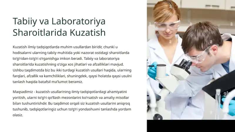 Tabiiy va Laboratoriya Sharoitlarida Kuzatish