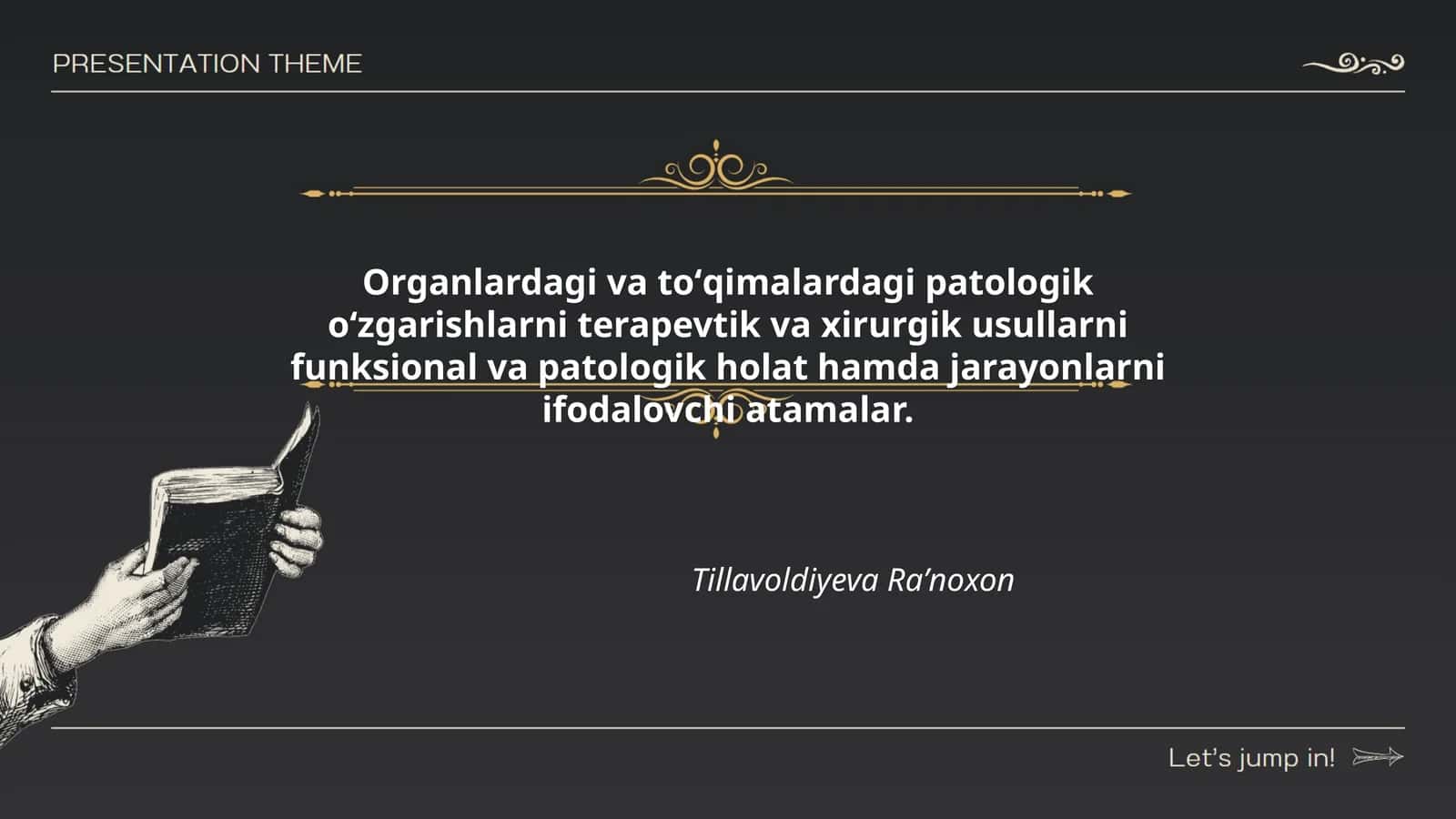 Organlardagi va toʻqimalardagi patologik oʻzgarishlarni terapevtik va xirurgik usullarni funksional va patologik holat hamda jarayonlarni ifodalovchi atamalar