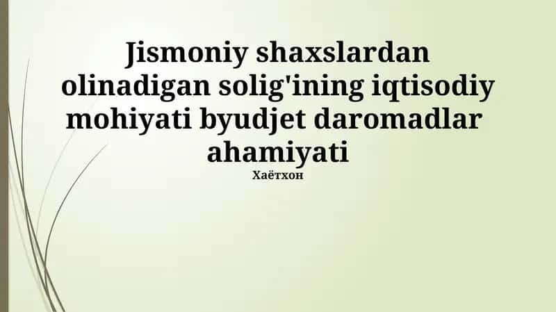 Soliq Qonunchiligi va uning Ahamiyati