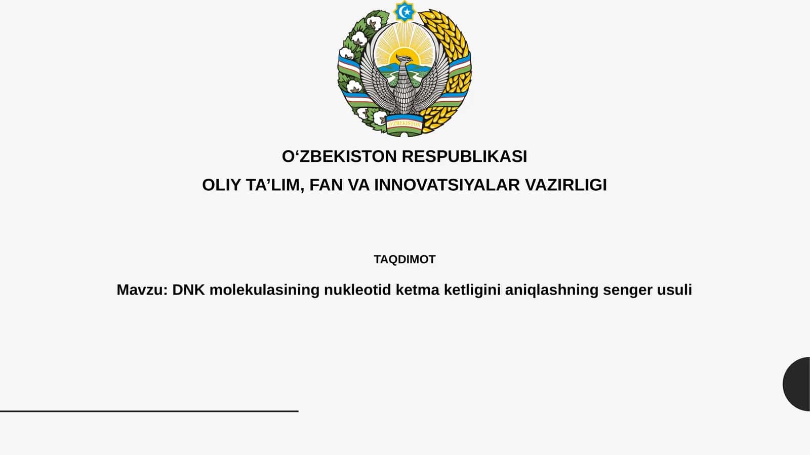 DNK molekulasining nukleotid ketmaketligini aniqlashning senger usuli