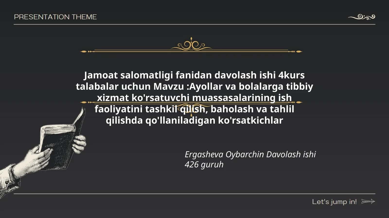 Ayollar va bolalarga tibbiy xizmat ko'rsatuvchi muassasalarining ish faoliyatini tashkil qilish