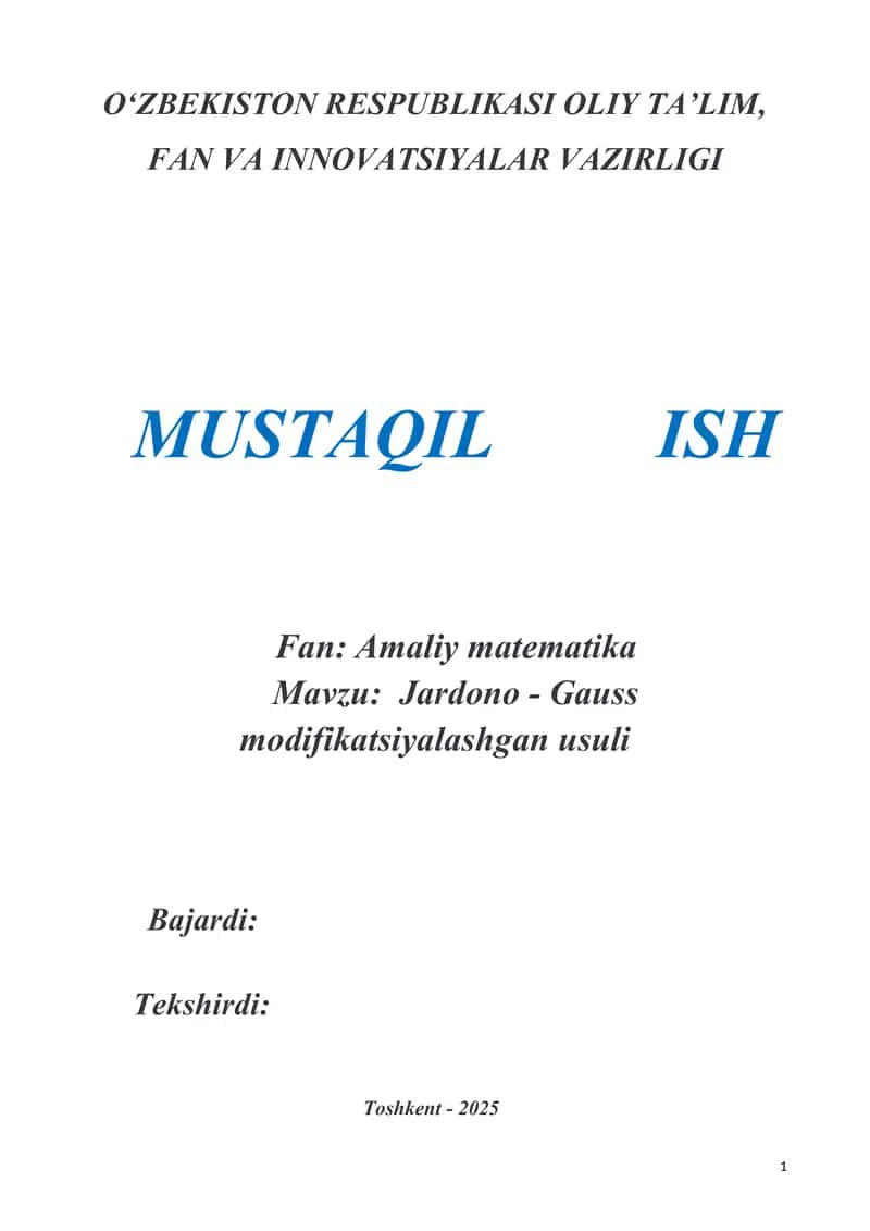 Jardono - Gauss modifikatsiyalashgan usuli